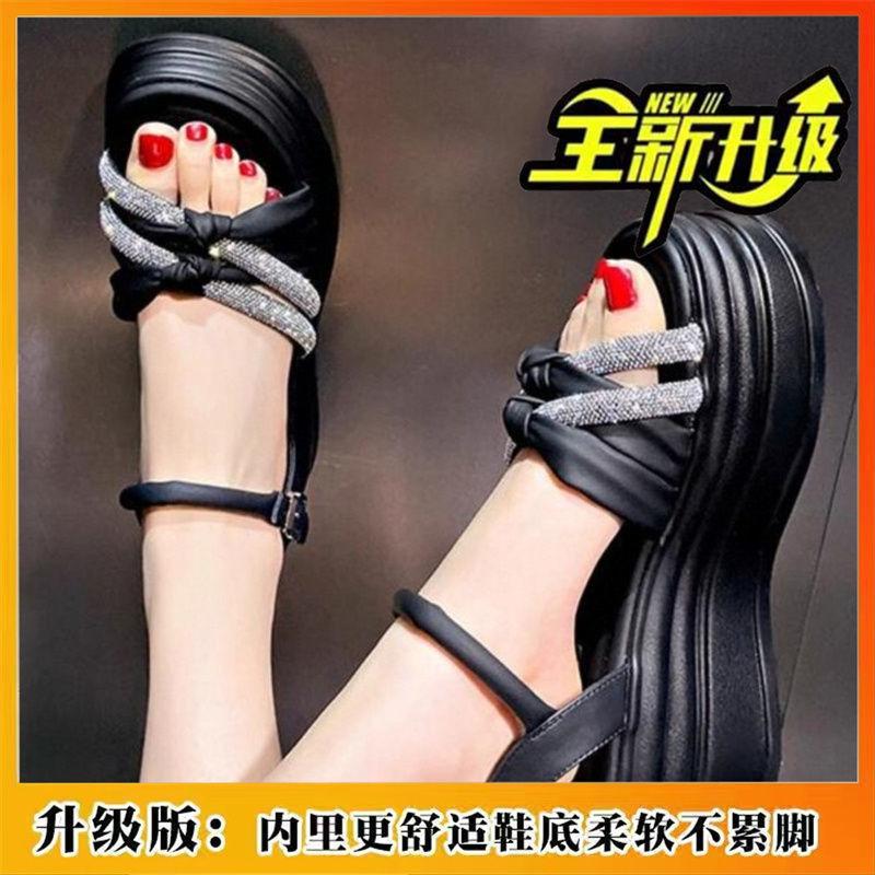 Temperament lady soft sole not tired feet sandals Internet celebrity elegant with skirt fresh and elegant single shoes