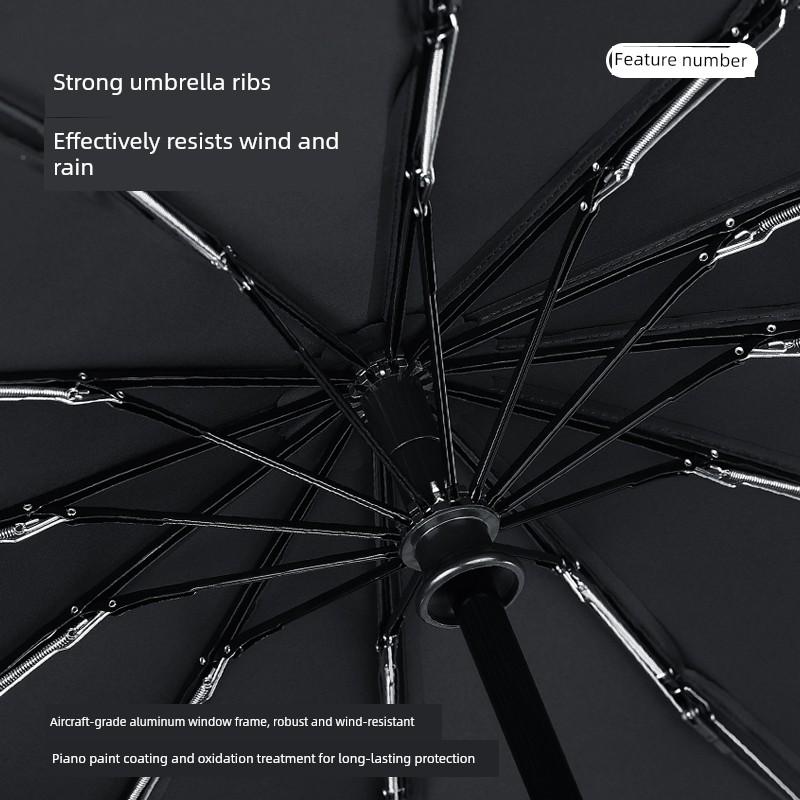 Easy-Fold 12-Rib Umbrella, Large Automatic Umbrella for Men, Dual-Use for Sun and Rain, Sunshade Umbrella, Windproof Folding Umbrella