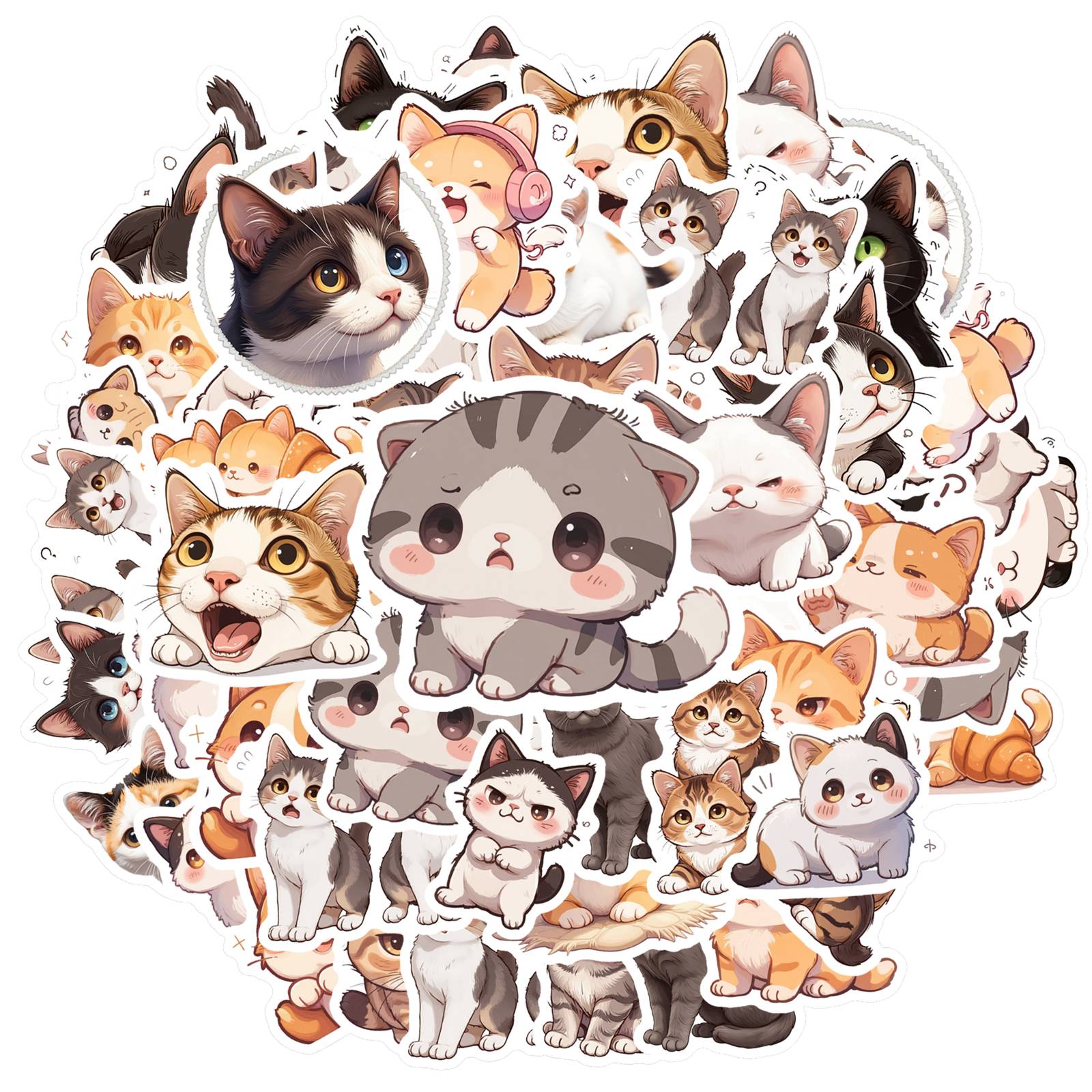 

35pcs Cartoon Cute Animals Stickers Cute Cats Stickers DIY Stickers For Notebook Luggage Mobile Phone Cup DIY Phone