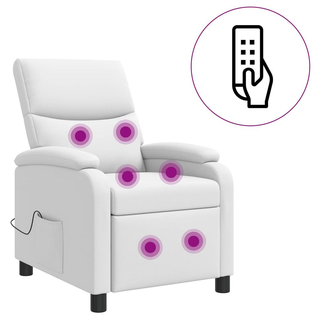 Massage Recliner White Faux Leather