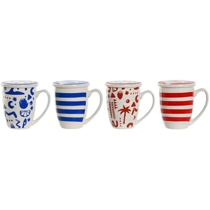 Hrnek s filtrem na louhování - HOME ESPRIT - Sada 4 kusů - Vícebarevný - Nerezová ocel - Porcelán 380 ML