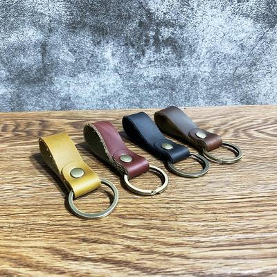 Vintage Crazy Horse Leder Schlüsselanhänger - Unisex Bronze Schlüsselring für Geschenke
