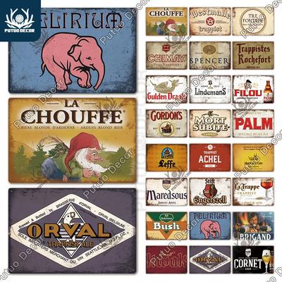 Putuo Decor Belgium Beer Plaque Metal Vintage Sign Decorative Wall Art for Pub Bar Man Cave Club Decor Vintage Style Metal Sign