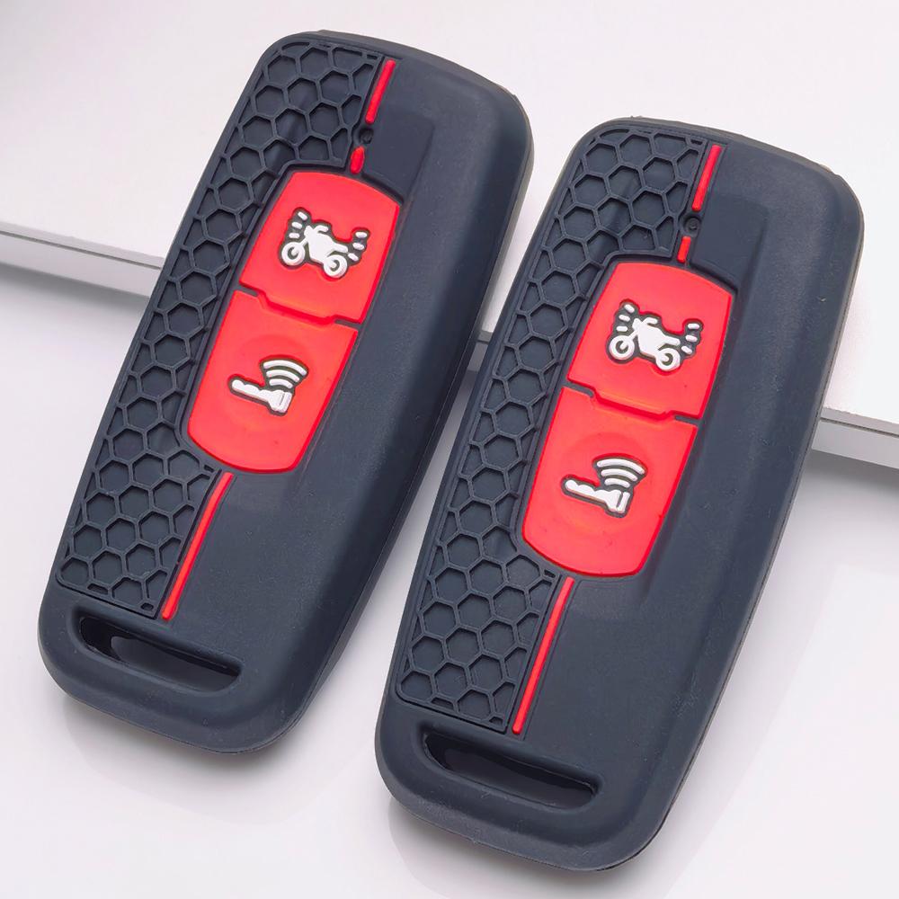 Silicone Remote Key Cover for Honda PCX125 PCX150 PCX160 ADV150 Vario Click125 with Keychain Honeycomb Texture Metal Keychain Key Fob Protector