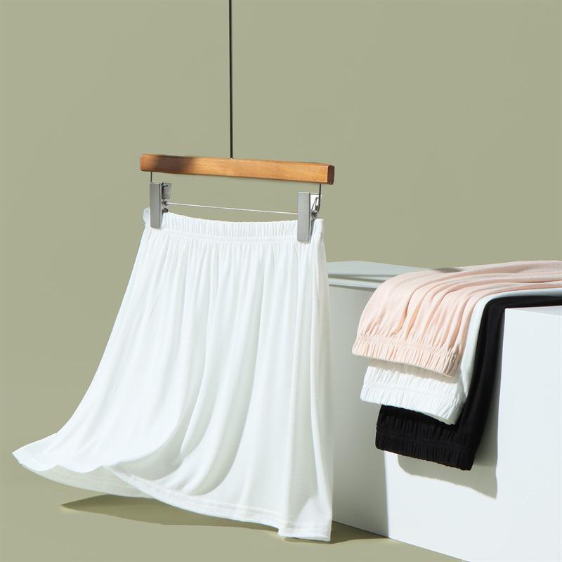 White Modal Anti-Exposure Mid-Length Petticoat Skirt