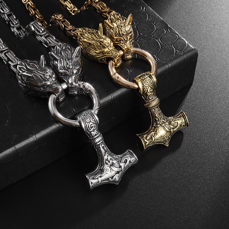 Vintage náhrdelník vlčí hlavy pro muže Těžký byzantský řetízek Vysoce kvalitní náhrdelník Šperky Amulet Dárek