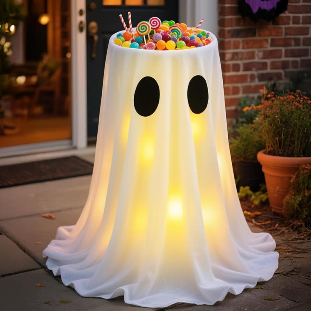 Height-adjustable Ghost Candy Bowl Standing Halloween Ornament Outdoor