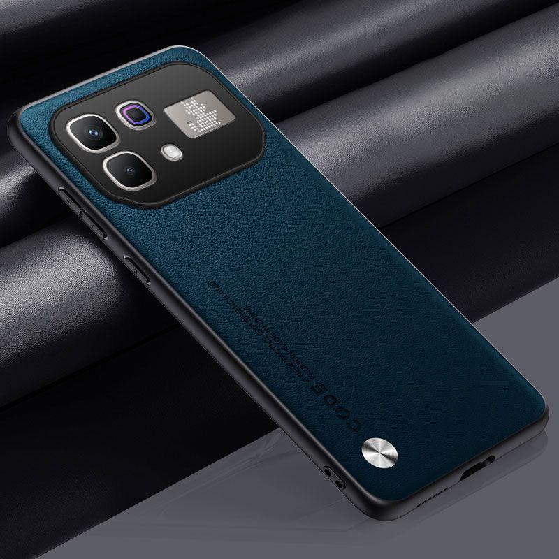 Чехол из ПУ кожи для Infinix Note 60 Pro 5G Задняя крышка Силиконовая Полная защита камеры Чехол для телефона для Infinix Note60 5G Coque -Infinix Note60 5G темно-синий