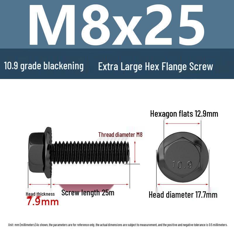 Yigu Grade 10.9 High-Strength Oversized Black Hex Flange Screw with Anti-Slip Washer (M6-M12)