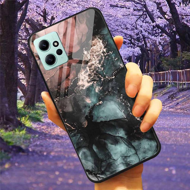 For Xiaomi Redmi Note 12 4G 2023 Case Tempered Glass Starry Marble Hard Back Protective Cover for Redmi NOTE 12 Note12 4G Global
