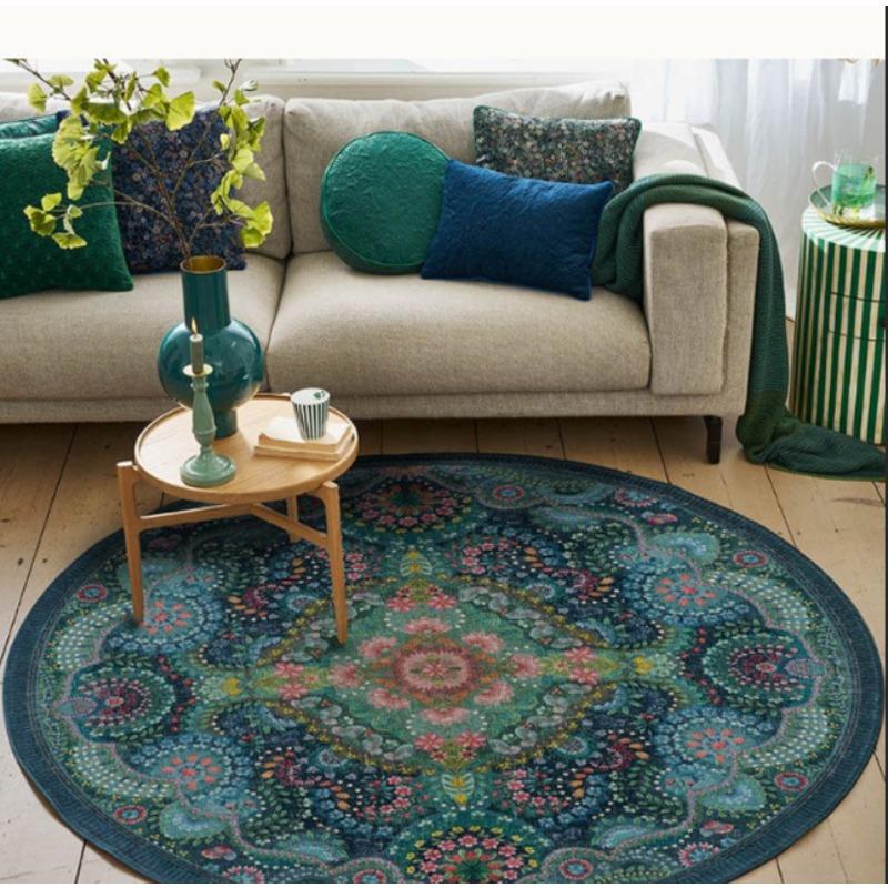 Bohemian Style Round Mat Living Room Game Bedroom Kitchen Balcony Door Rugs Bedroom Non-Slip Game Home Decoration Retro Carpet