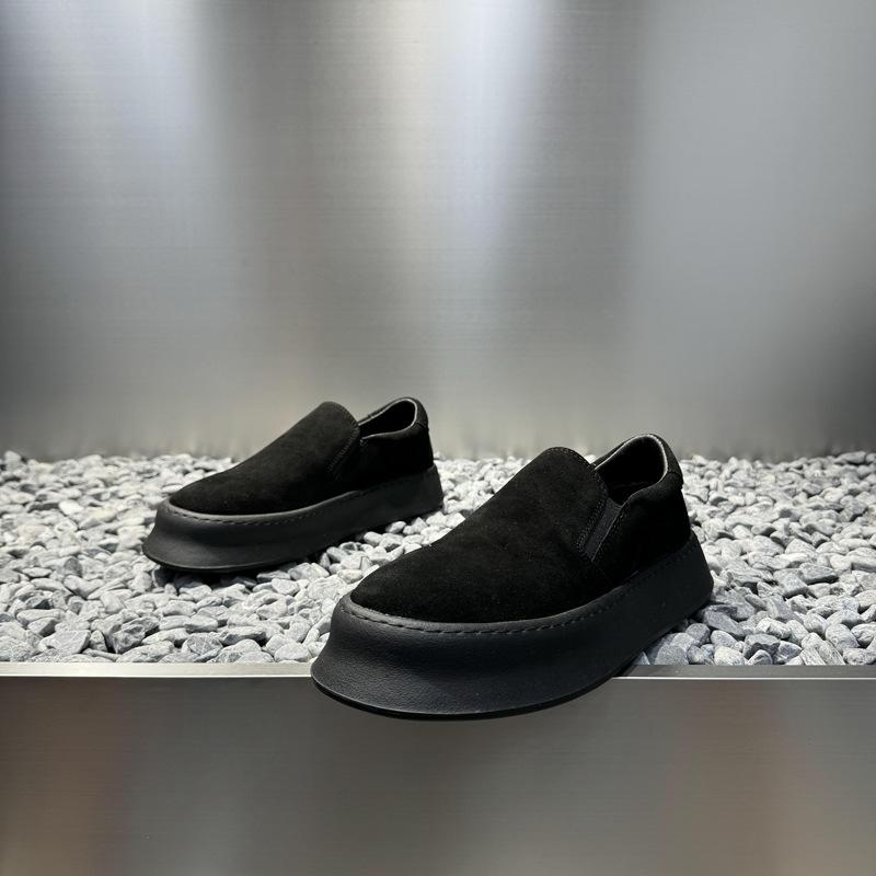 

Casual new Doudou shoes thin velvet thick-soled lazy shoes loose low-top leather surface cr 38 чёрный