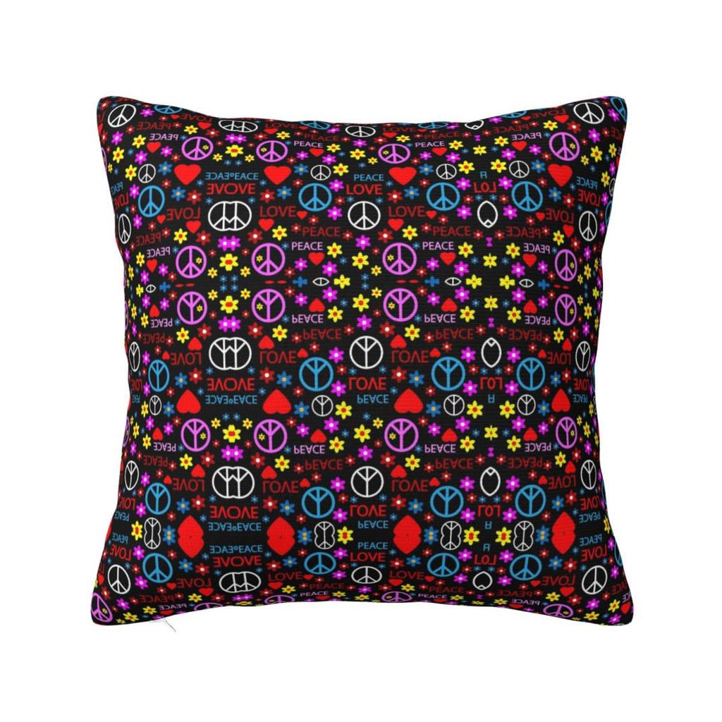 Frieden Blume Liebe Muster Kissenbezug Polyester Kissenhülle Dekorativ Geheimnisvoll Kissenbezug Abdeckung Zuhause Reißverschluss 4040cm