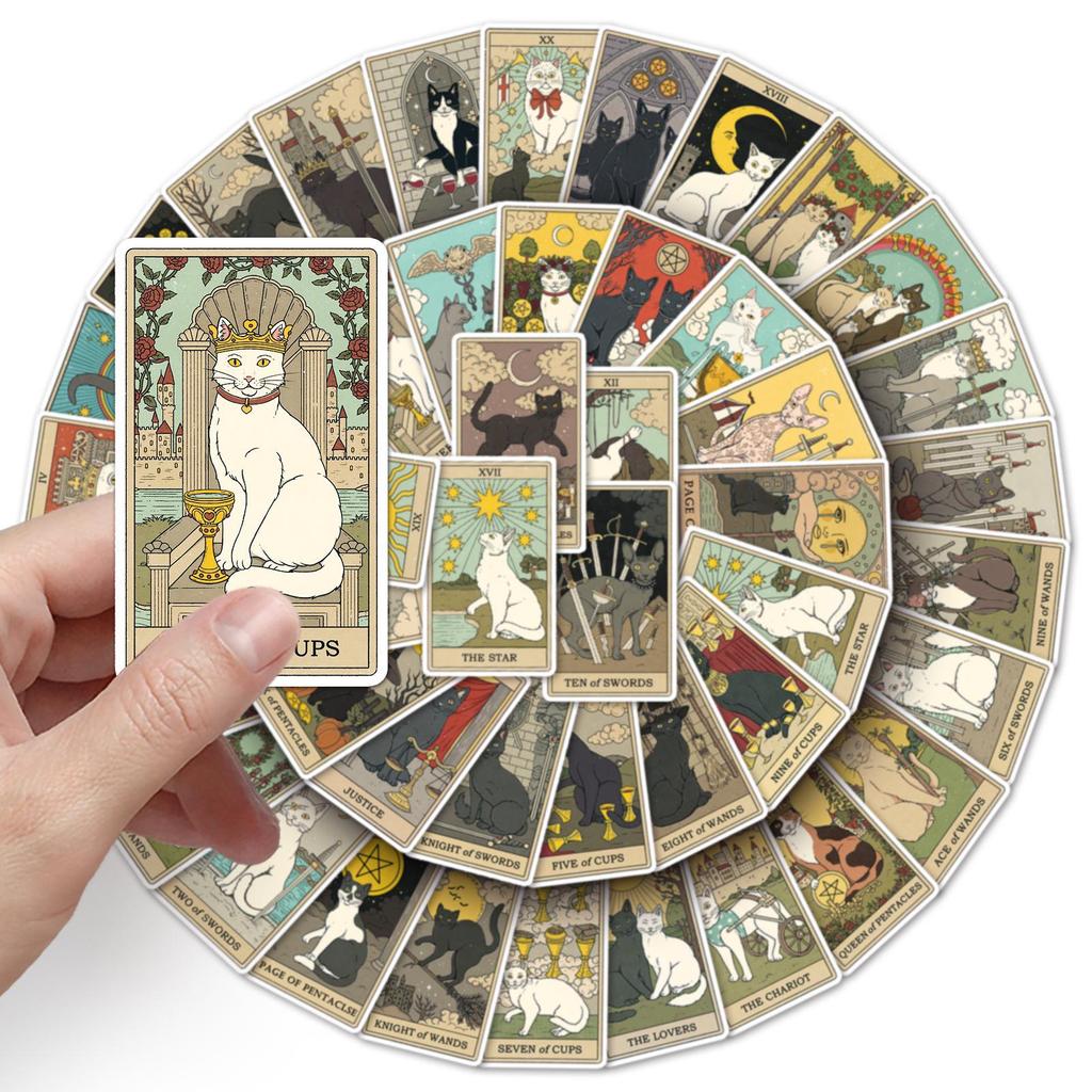 78 Cat Tarot Graffiti Stickers: Creative DIY Waterproof Designs for Skateboards, Phones & Luggage
