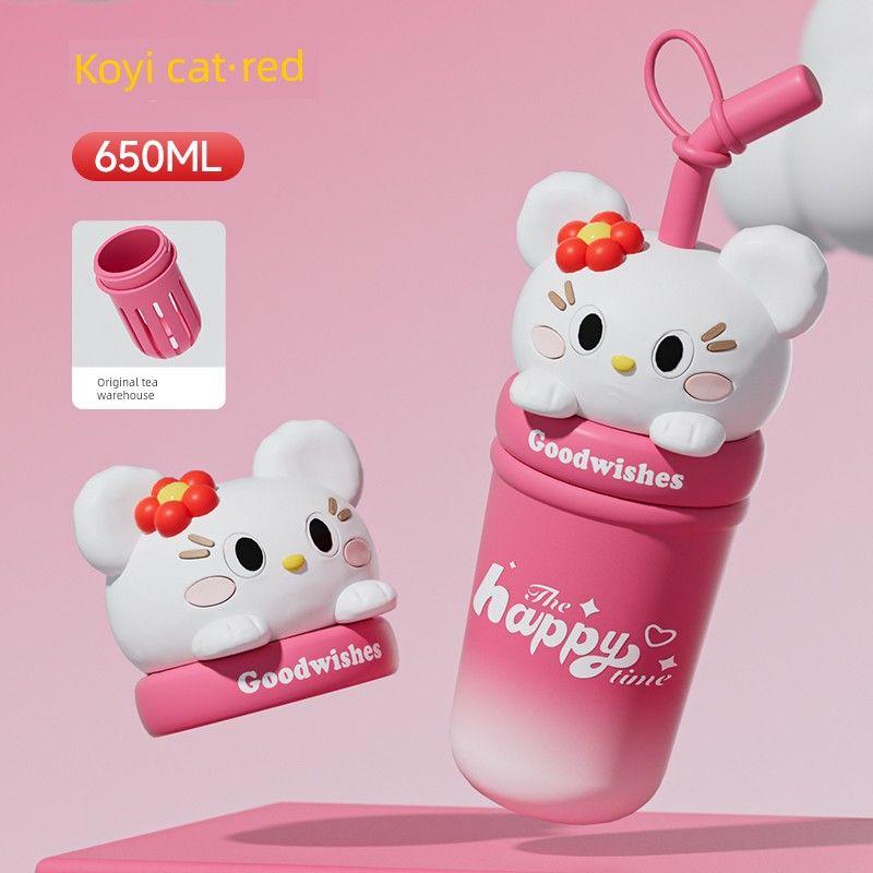 Large Capacity Thermos Cup for Girls, High Aesthetic Value 316 Water Cup, Ice Cup, Cute Children's Straw Cup, 2026 New Model