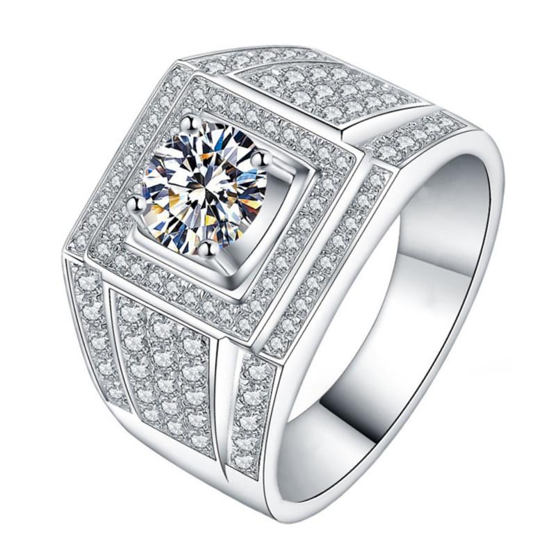 2026 Men's Ring Full Diamond Fashion Light Luxury Men's Open Ring Accessories
