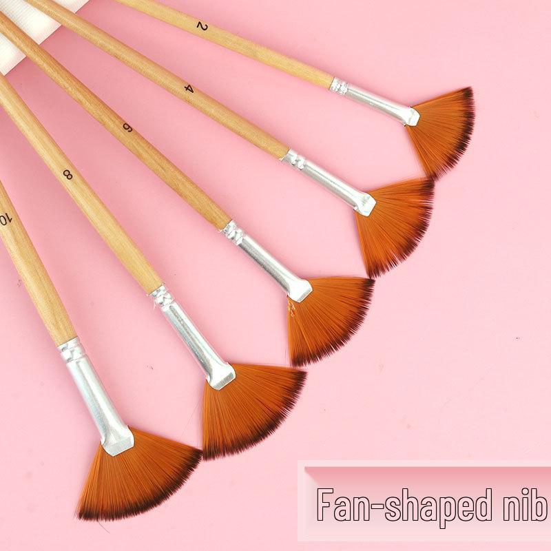 Children's Art Set: Gouache, Acrylic & Watercolor Paints with 5 Fan-Shaped Brushes