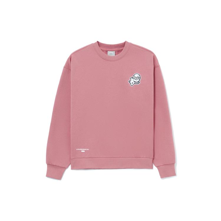 Li Ning Skateboard Sweatshirts Unisex Pink Crew Neck Thickened Regular AWDR825-4