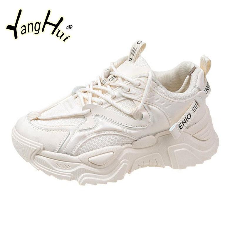 Mesh Breathable Comfortable All-match Sneakers College Style 2024 New Fashion Thick Bottom Anti-slip Running Sports Sheos Summer