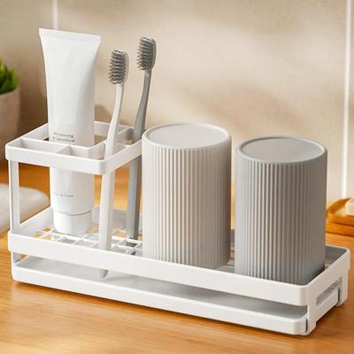 Uchwyty na szczoteczki do zębów do łazienek z odpływem 4 przegródki Organizer do szczotkowania zębów na blat łazienkowy Elektryczna szczoteczka do zębów an