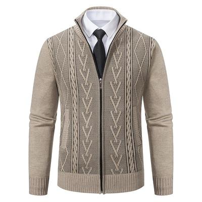 Men's Fall and Winter  Stand-up Collar Sweater Cardigan Thickened Warm Casual Knitted Jacket