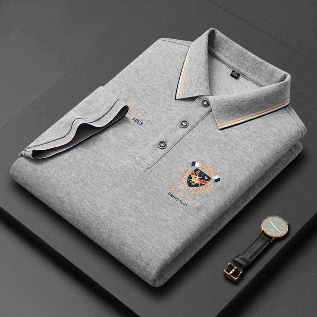 Trend Hub Polo pentru bărbați, casual, cu mânecă scurtă, brodat, la modă, culoare solidă