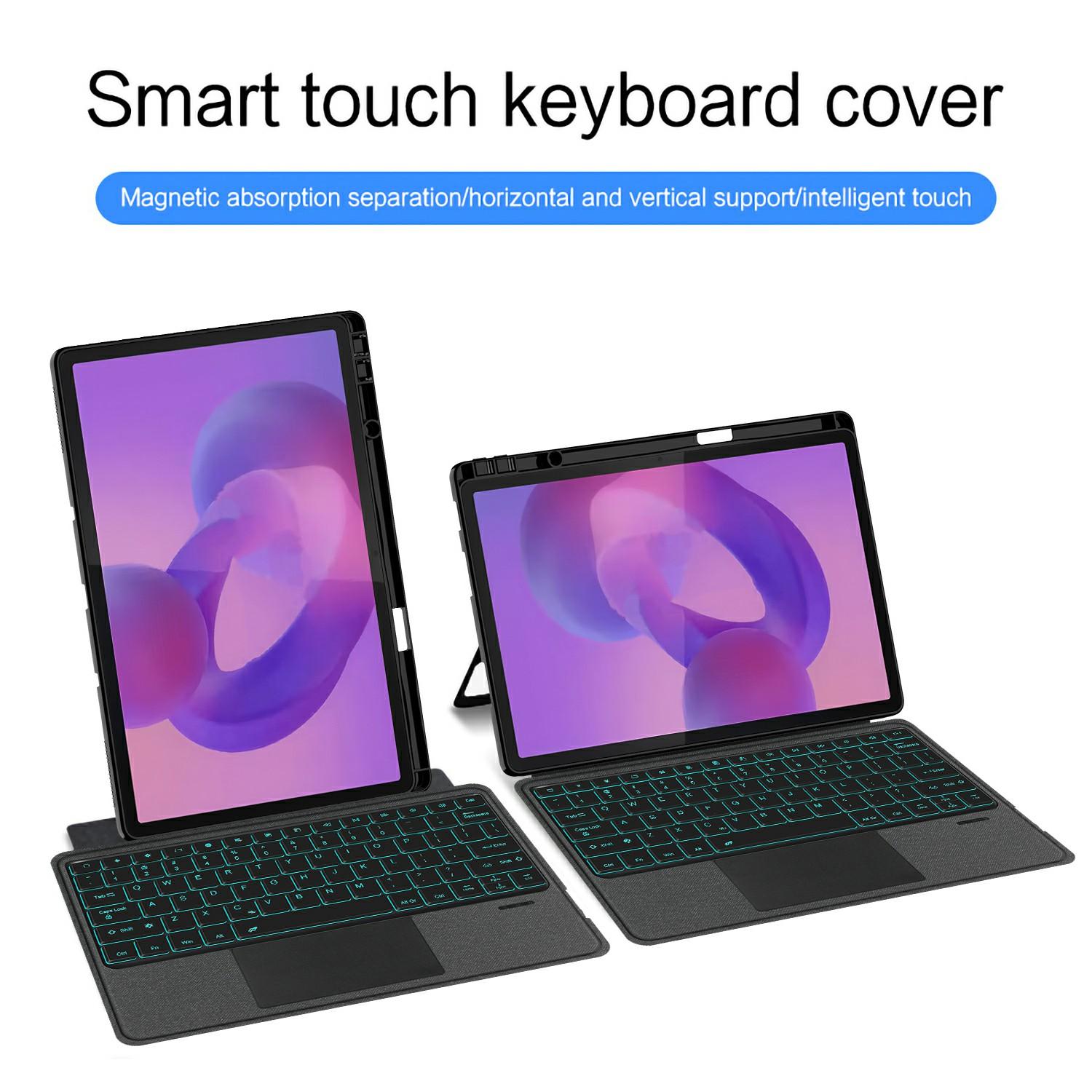 

For Lenovo Idea Tab Pro/Xiaoxin Pad Pro 12.7 (2025) Leather Case+Bluetooth-Compatible Keyboard with Backlight Trackpad A