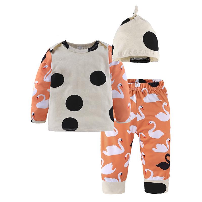 European Style Newborn Baby Outfit: Long Sleeve Top, PP Pants & Hat Set