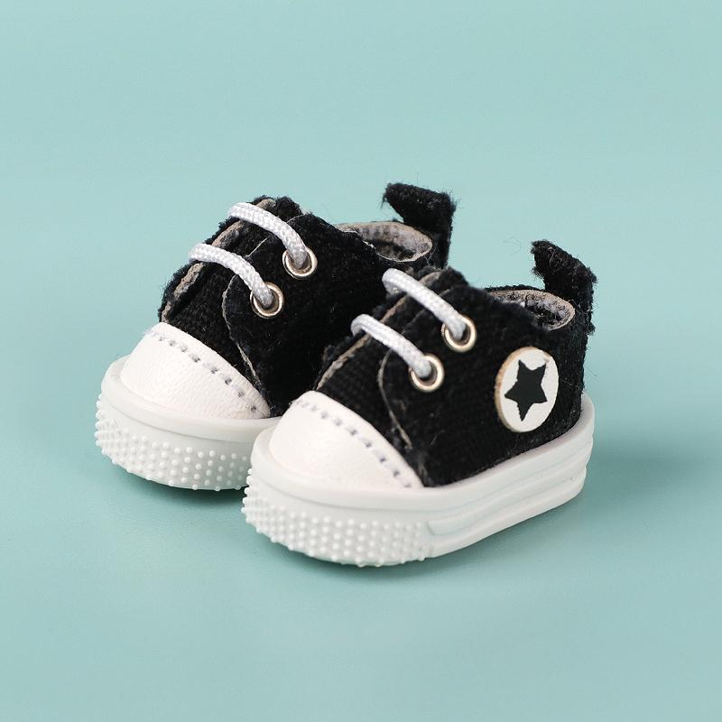 Pair Of 1:12 Dollhouse Low Top Canvas Shoes Star Pattern Shoes Suit For Ob11 1/12 Bjd Doll Gsc DOD, YMY Doll Accessories