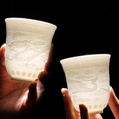 Boutique Ceramic Teacup Meditation Cup Handmade Three-dimensional Relief Tea Bowl Chinese Tea Set Accessories Master Cup