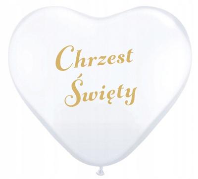 Balony Serca Z Nadrukiem Chrzest Święty 1 Szt.