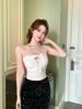 Spice Girl Pure Desire Diamond Buckle Bow Vest Women Wear Sexy Spring and Summer Outer Wear with Chest Pad Tube Top Short Inner Top