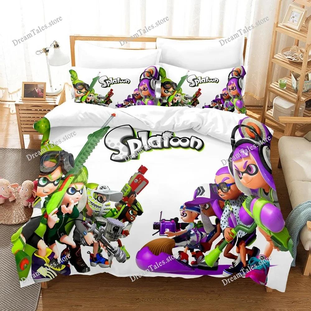 Splatoon Bedding Set Single Twin Full Queen King Size Bed Set Adult Kid Bedroom Duvet Cover Sets 3D Print Game Bed Sheet Set