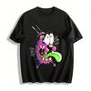 Crazy Purple Dog Print Cool Casual Unisex Short Sleeve Tee Pure Cotton T-shirt