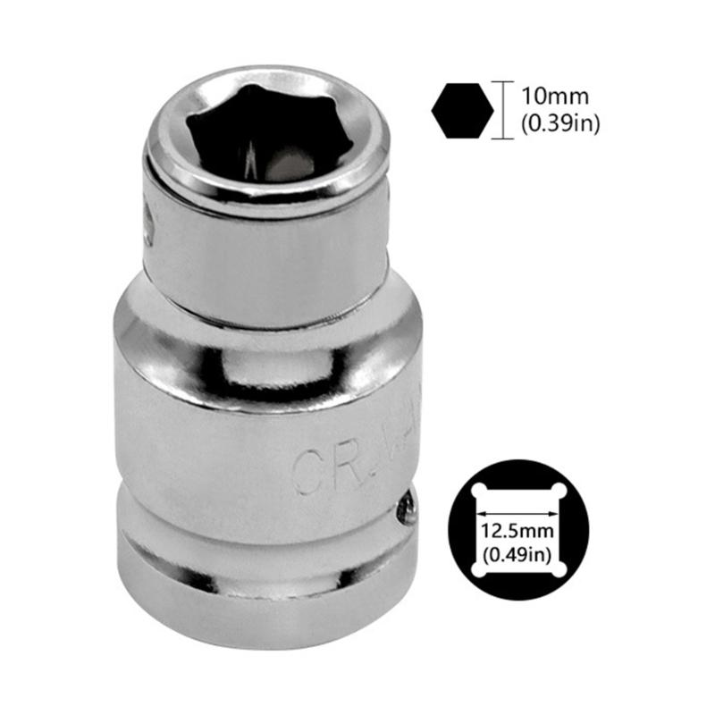 Retractable Hexagonal Socket Bit Adapter for 1/2 Electric Wrench Adapter Efficient Screw Replacement 12.5mm To 8/10mm