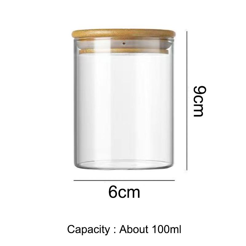 Mini Houten Deksel Glazen Koffiebonen Luchtdichte Bus Draagbare Voedselopbergcontainer Snoep Pot Thee Bus 100ML