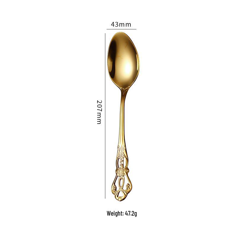 Stainless Steel Cutlery Set: Royal Steak Knife, Dessert Spoon, Salad Fork, Ice Spoon