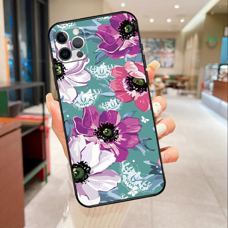 Painting Flowers Nature Leaves Phone Case For iPhone 17 16 15 14 13 12 11 Pro Max mini 16 Plus 16e 17 Air Protective Cover