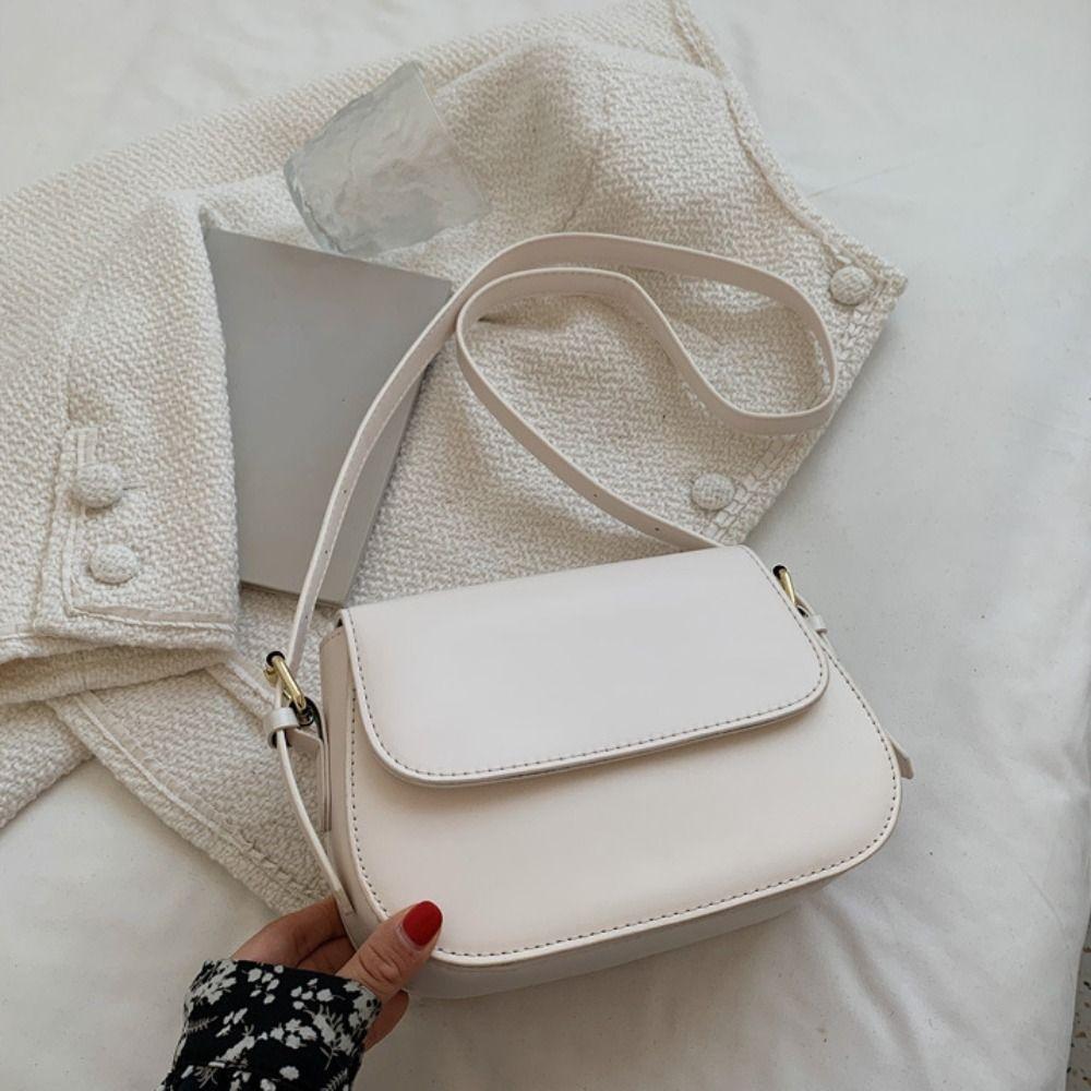 Leather PU Shoulder Bag Korean Style Women Crossbody Bag Simple Flap Crossbody Shoulder Bag  Ladies