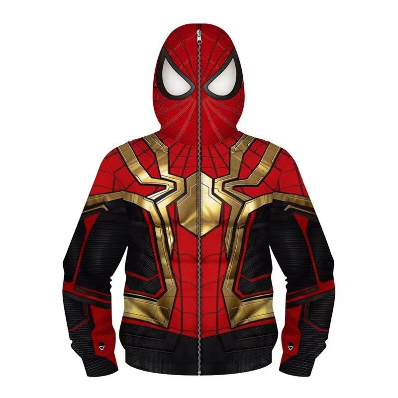 Marvel Kids Hoodie 3D Digital Print Spider-Man Long Sleeve Shirt Role-Play Masked Sweatshirt for Boys Girls New