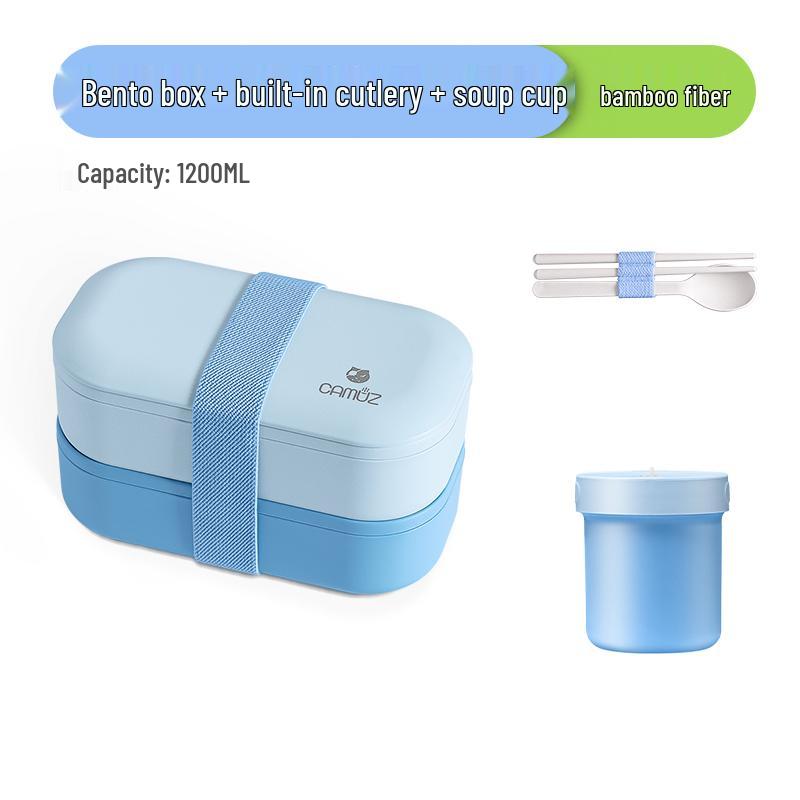 Microwaveable Japanese Double-Layer Bento Box - Portable, Sealed & Divided for Office Workers