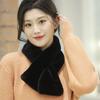 Korean Style Thick Plush Pearl Scarf for Women - Imitation Otter Fur, Warm Winter Fashion, Solid Color