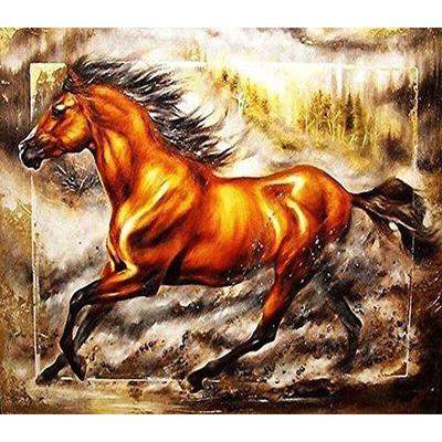 Kit punto croce con pittura a diamante rotonda fai da te con ricamo a diamante a forma di cavallo