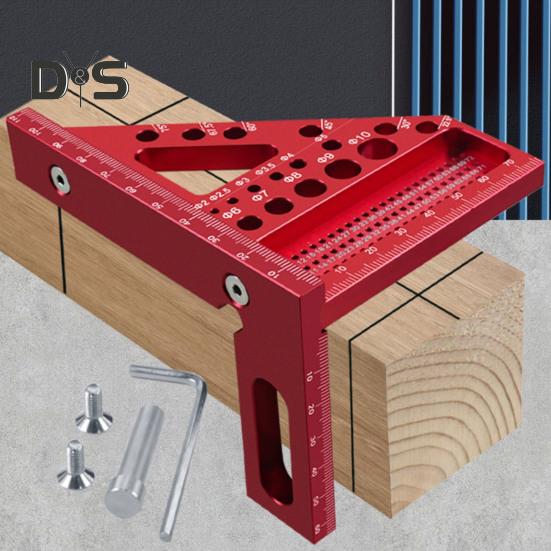 22.5-90 Degree Drawing Line Ruler with Pin 6-Hole Design High Accurate Portable Easy To Carry Carpenter Square Ruler Woodworking Tool