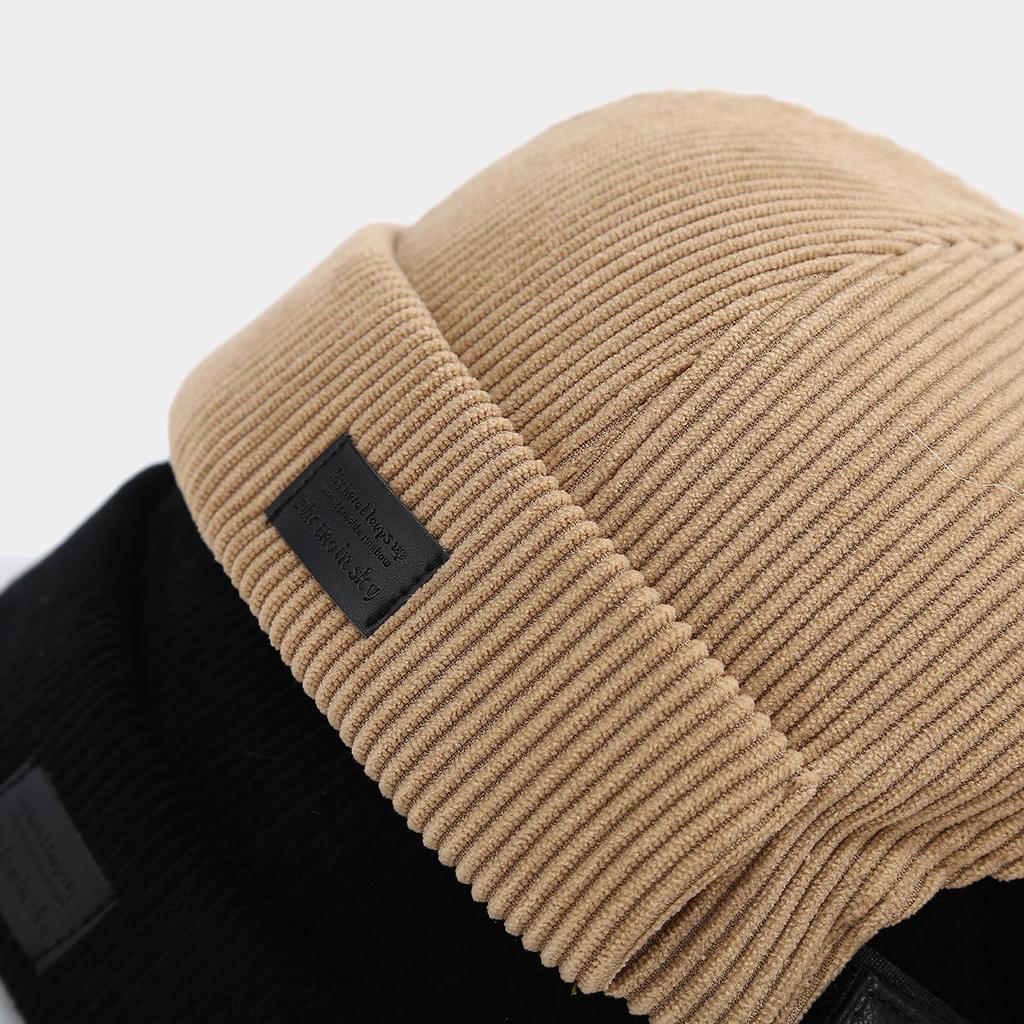 Corduroy Brimless Hat - Soft, Warm Textured Fabric Cap for Fall & Winter, Available In Black, Dark Gray, Beige, and Navy Blue