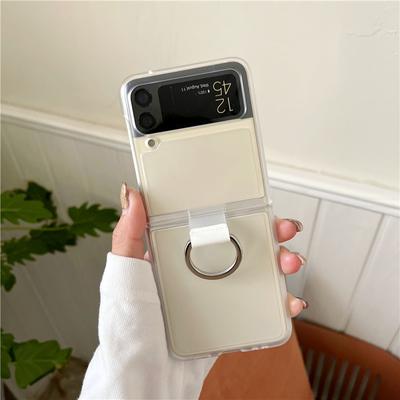 Für Samsung Z Flip 4 3 Handyhülle PC Ring Transparente Schutzhülle Galaxy Z Flip3 4 Offizielle gleiche Hülle