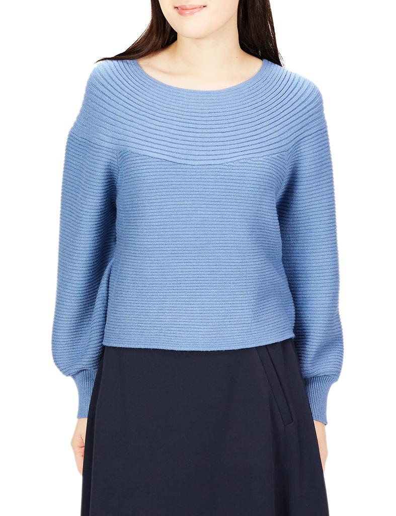 Jill by Jill Stuart Women's Garter Rib Knit Sweater, Blue, FR