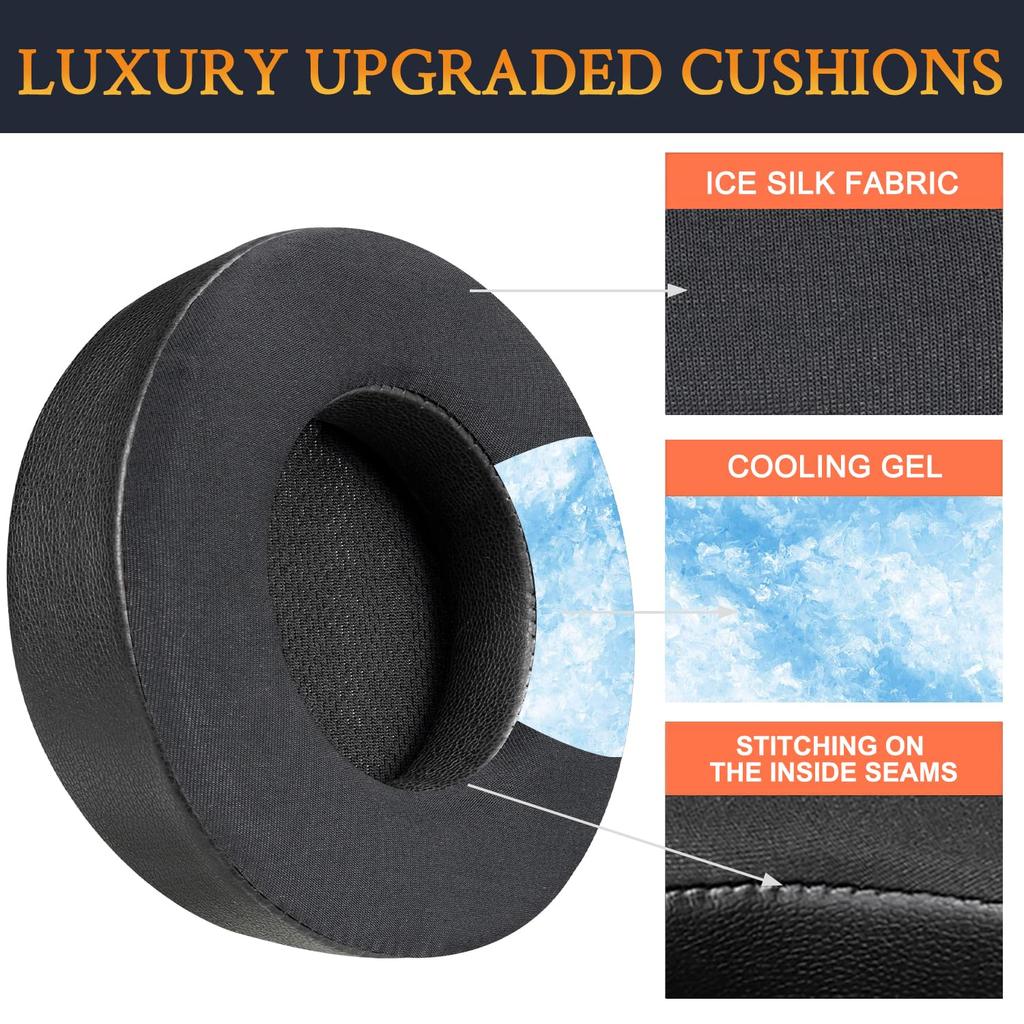 SOULWIT Cooling Gel Ear Pads, Ear Cushions for Corsair Virtuoso RGB Wireless XT SE, Thicker Replacement Headphone Pads, Noise-Isolating Foam, Black