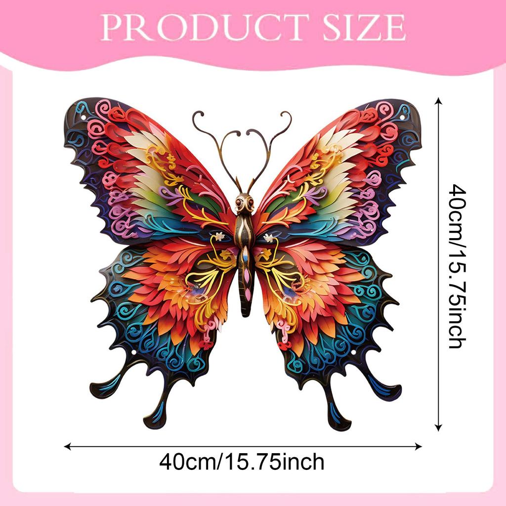 Metal Butterfly Wall Decor Hanging Decor Colorful Lifelike Butterfly Wall Sculpture for Garden Tree Balcony Yard Bedroom