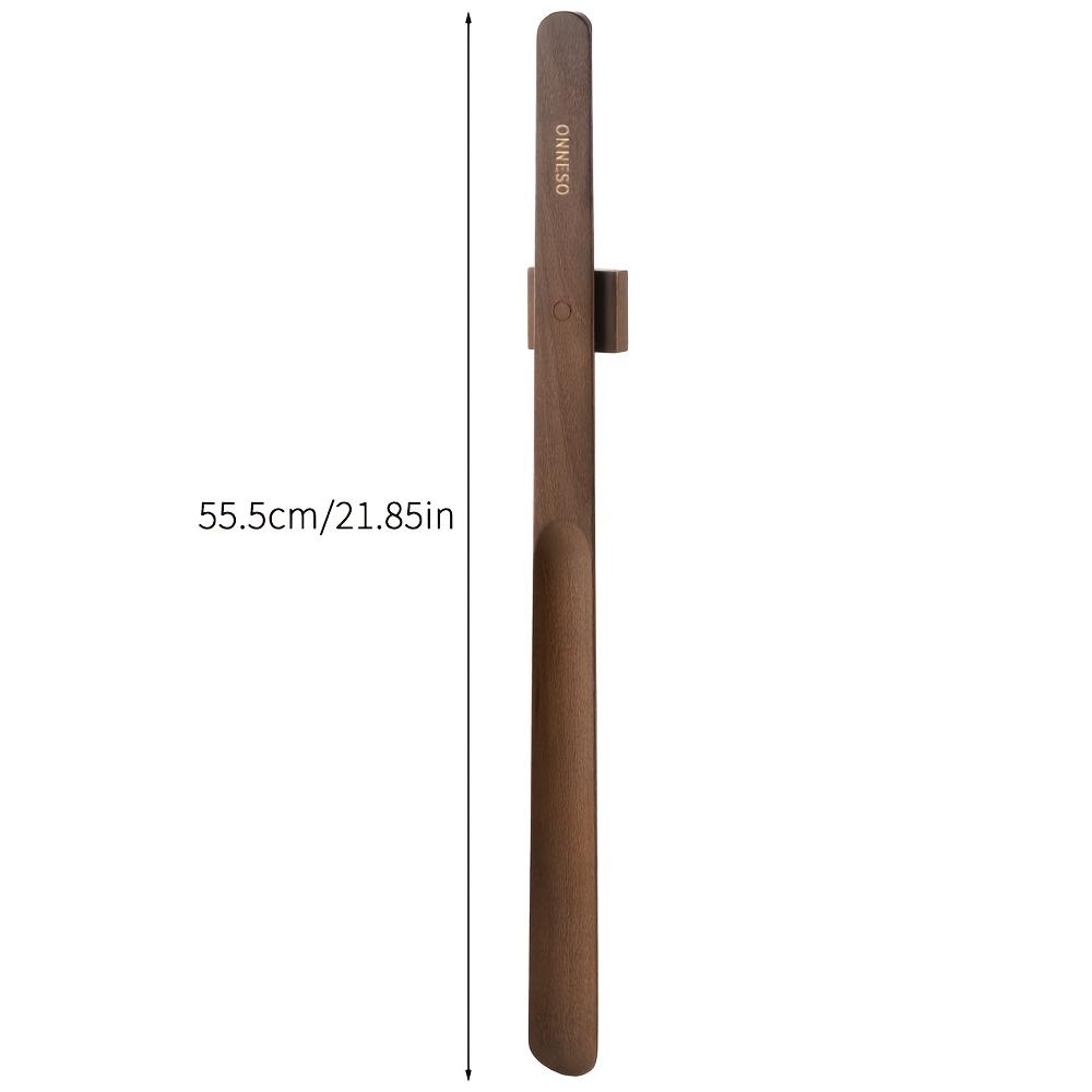 55.5cm Zelkova Wood Magnetic Shoe Horn – No-Bend Light Luxury Shoe Lifter for Elderly & Pregnant, Space-Saving Entryway Aid